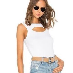 Michael Lauren White Sleeveless Cutout Top